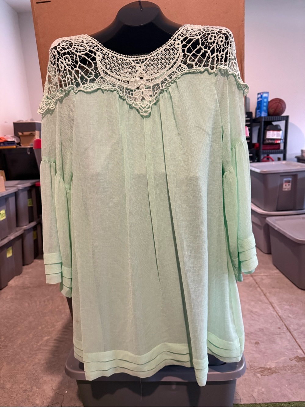 Women’s Crochet Yoke Mint Green Peasant Top/Dress 104
